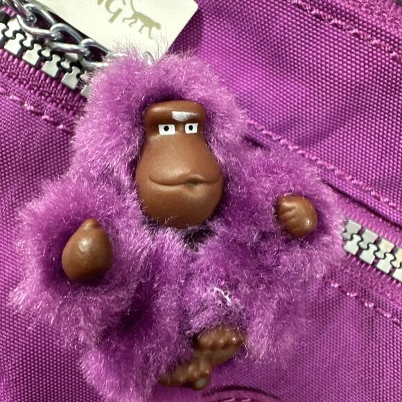 Kipling Purse Purple Garden Alvar XS Monkey Included Crossbody Adjust Strap NWT! - Picture 5 of 7